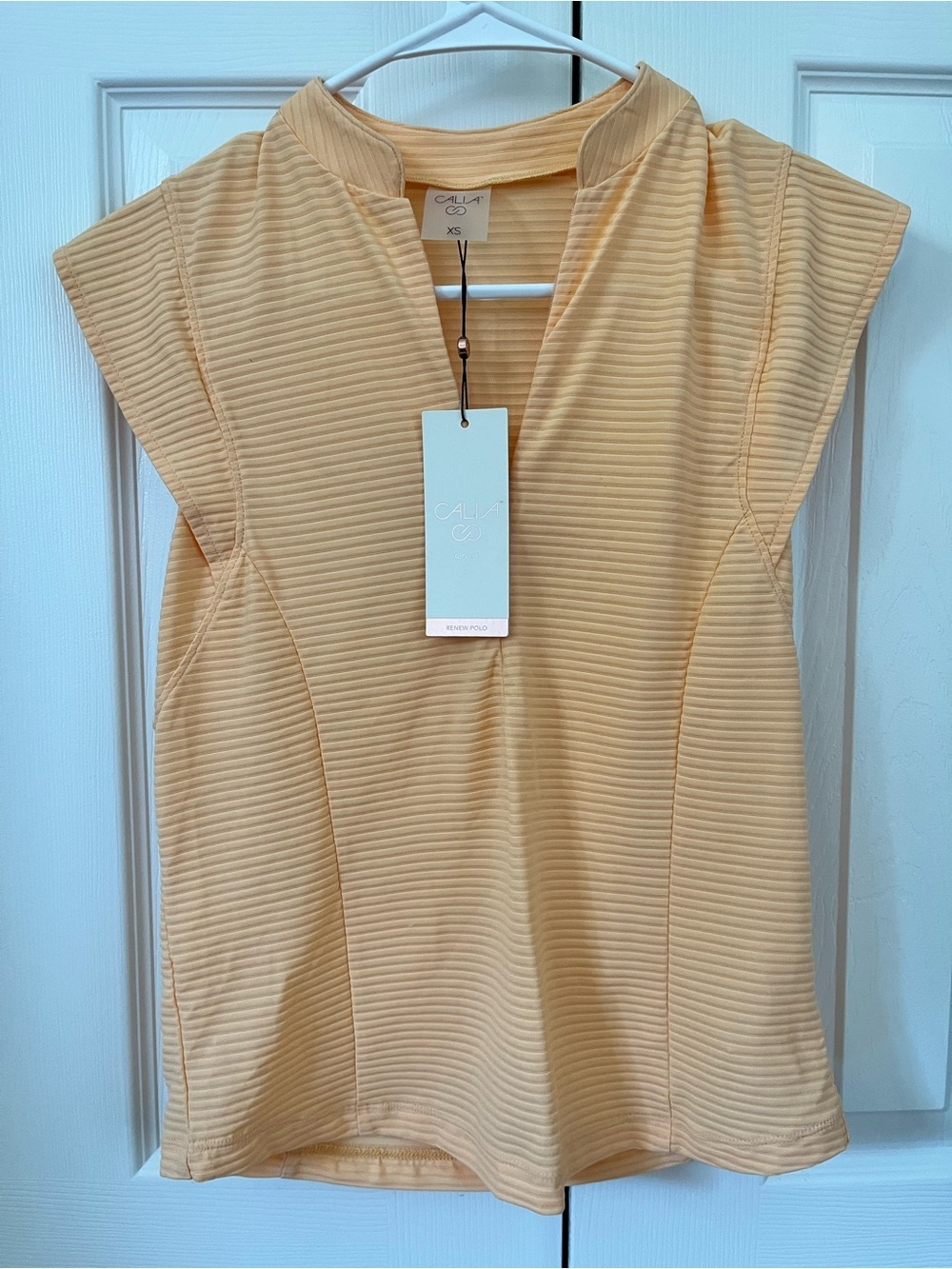 CALIA Polo Cap Sleeve Top Peach Sherbet Size XS